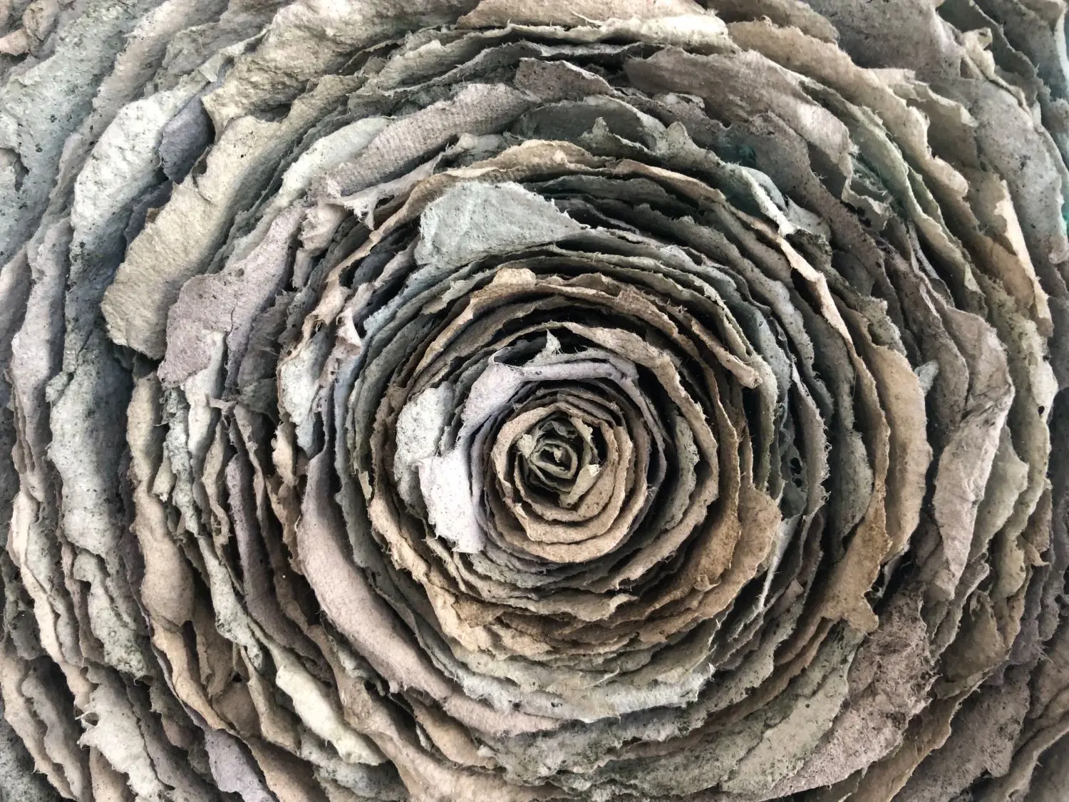 Diese Arbeit von Kirstin Rabe erinnert an eine Rosenblüte.