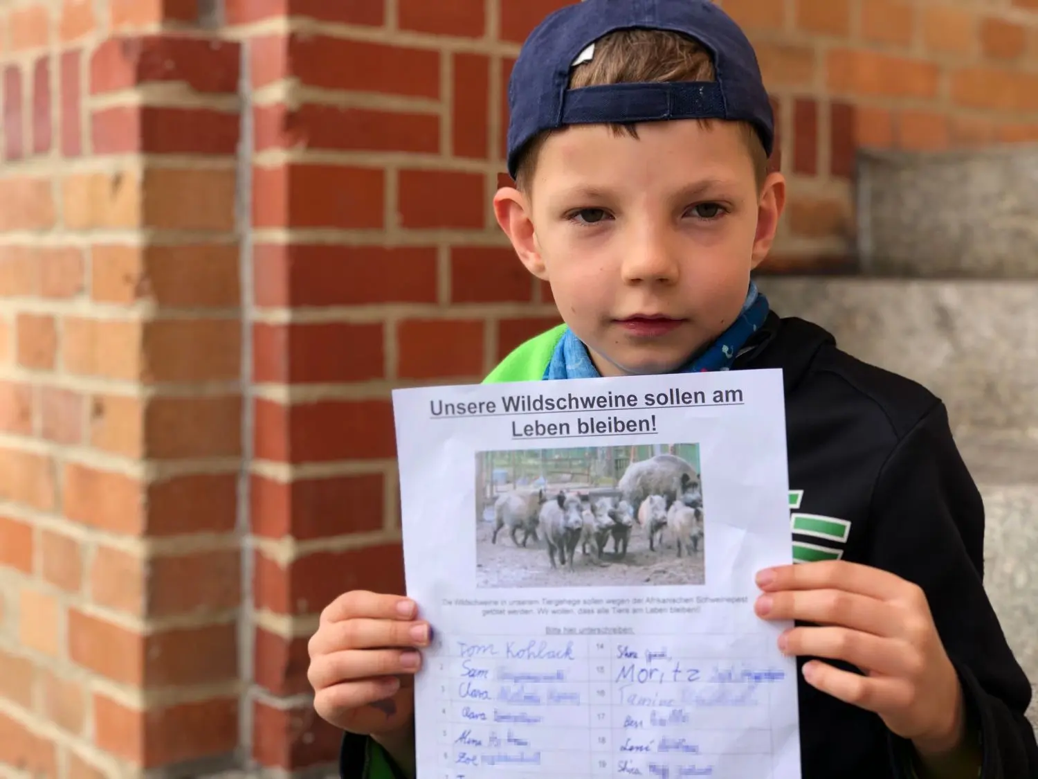 Startete eine Aktion: Tom sammelte Unterschriften für die Wildschweine im Tiergehege.