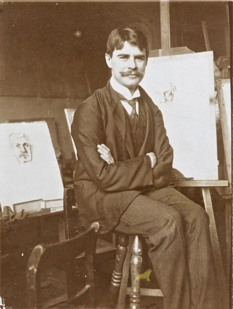 In seinem Atelier: Hans Baluschek um 1904/05