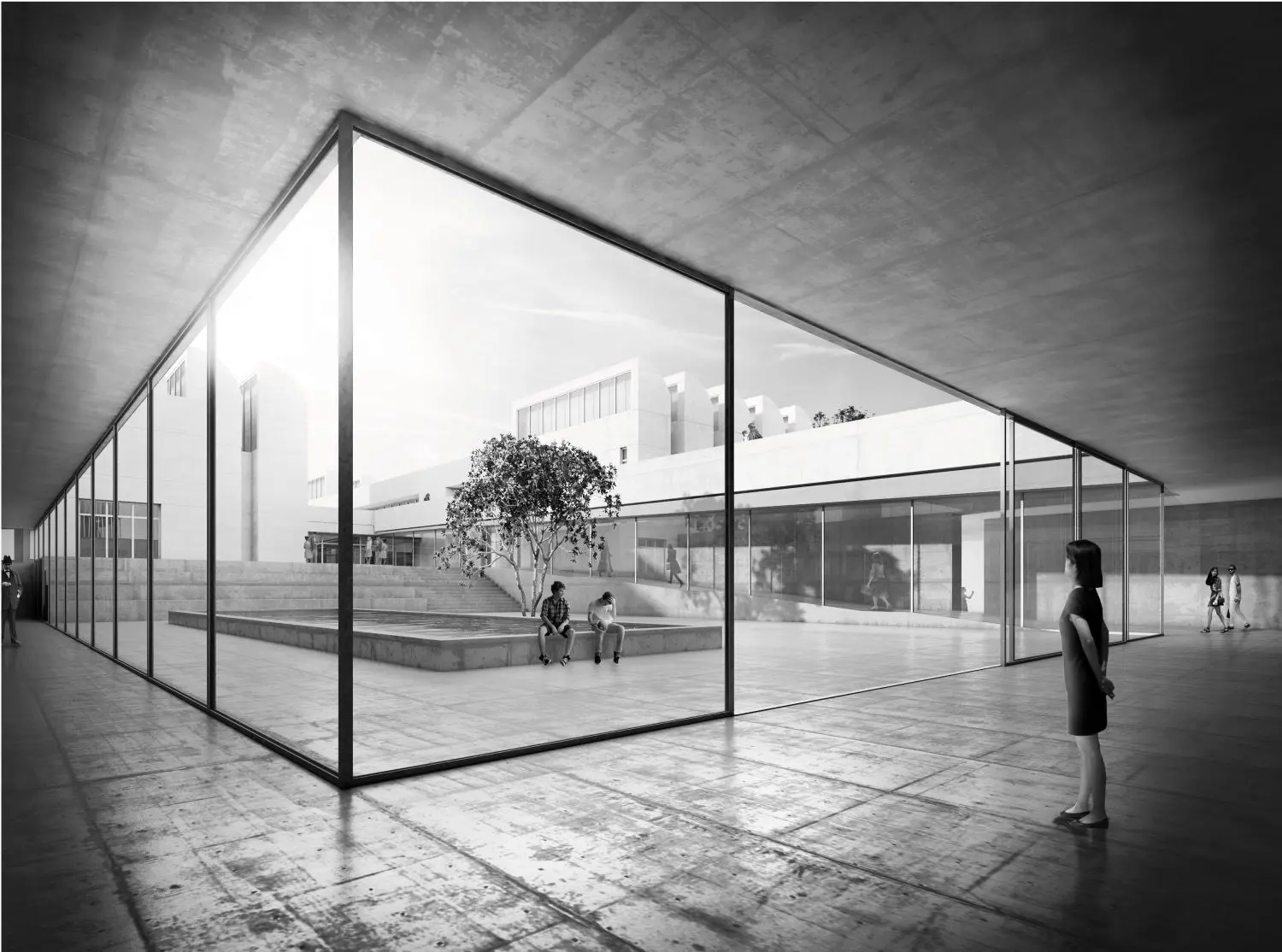 Die Visualisierung zeigt, wie das Bauhaus-Archiv in Berlin nach dem Umbau im Inneren aussehen soll.