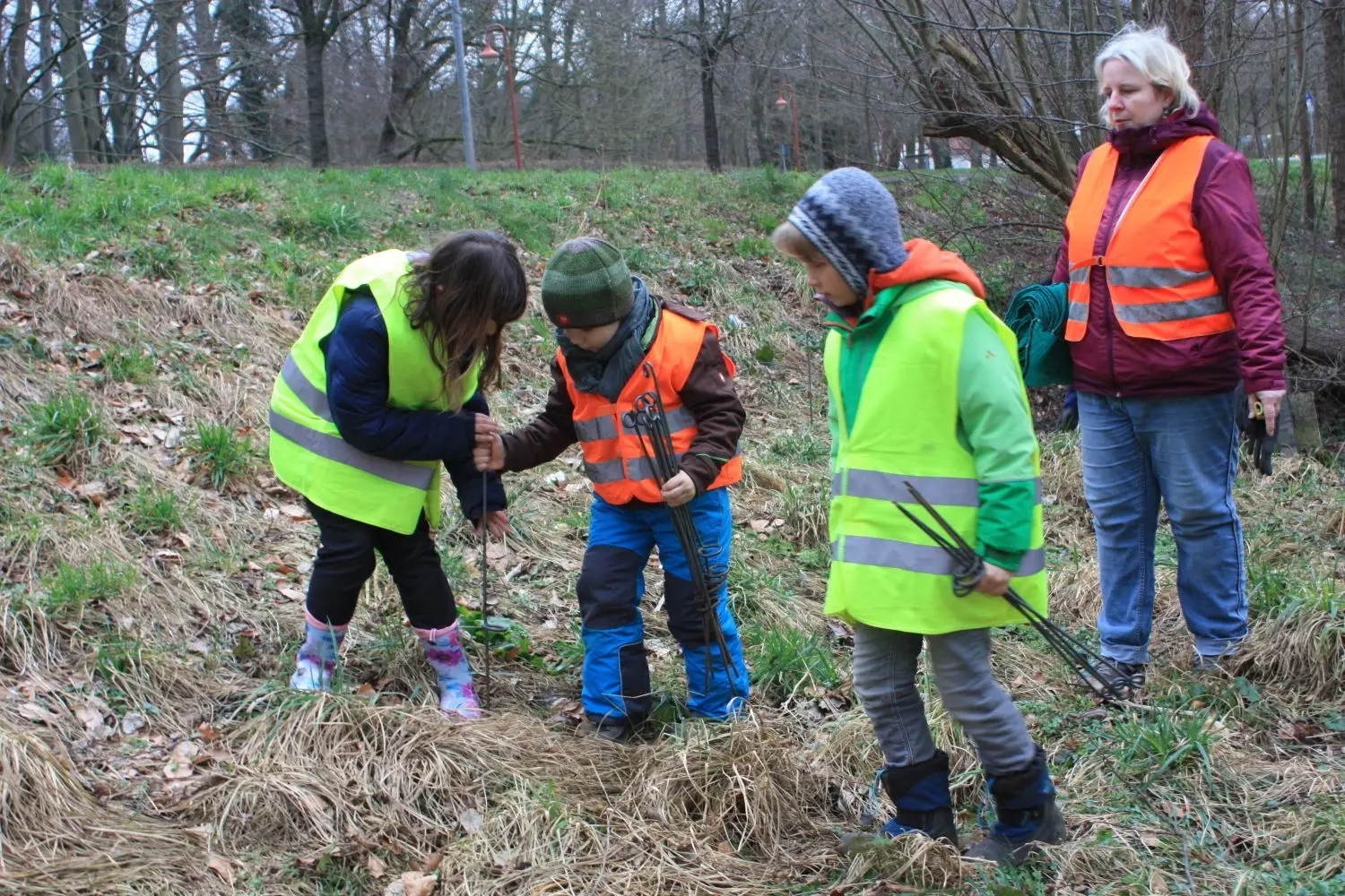 In Wiesenburg halfen die Juniorranger beim Aufstellen der Krötenzäune.