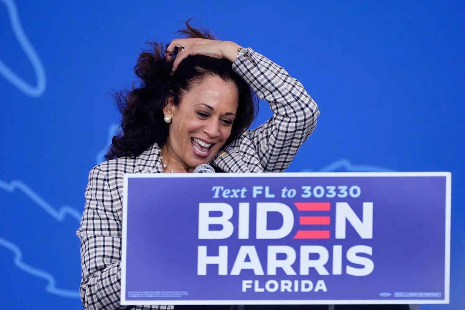 Kamala Harris, gewählte US-Vize-Präsidentin, spricht bei einer Wahlkampfveranstaltung zu ihren Anhängern. Noch nie zuvor war eine Schwarze und Frau in den USA im Amt des Vizepräsidenten.