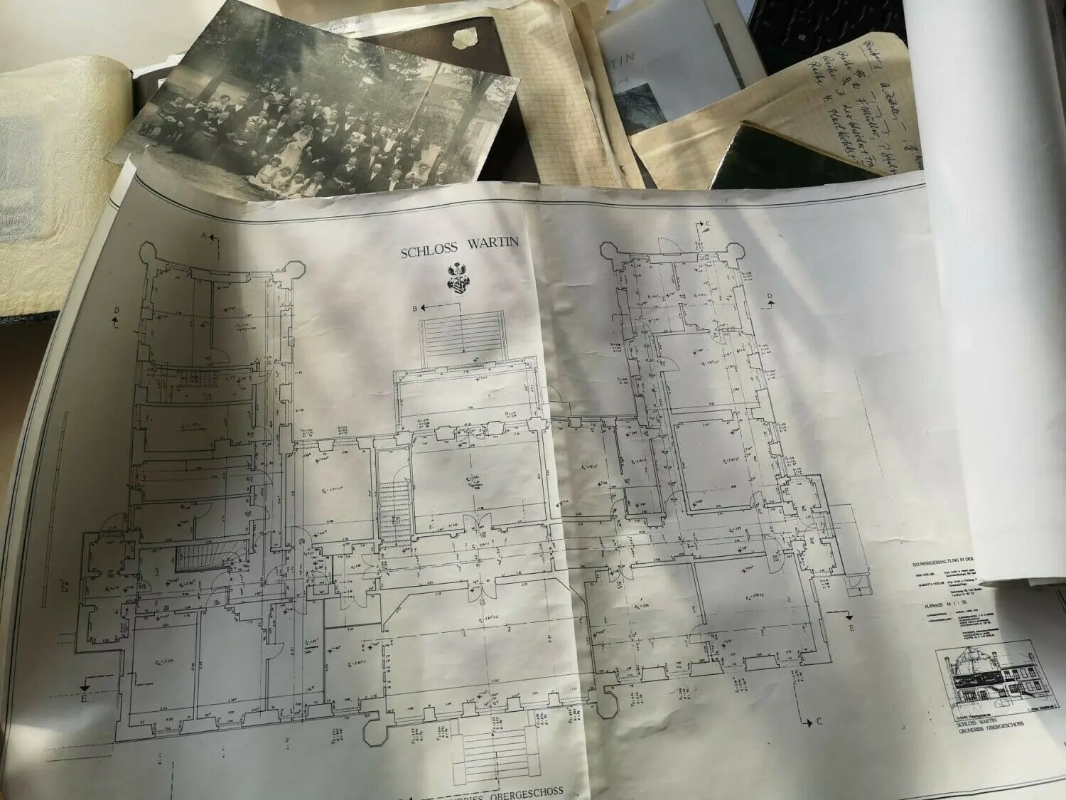 Das Schloss Wartin bei Schwedt: Aus dem historischen Lageplan ist ersichtlich, dass in den 30er Jahren bauliche Veränderungen am Schloss vorgenommen wurden.