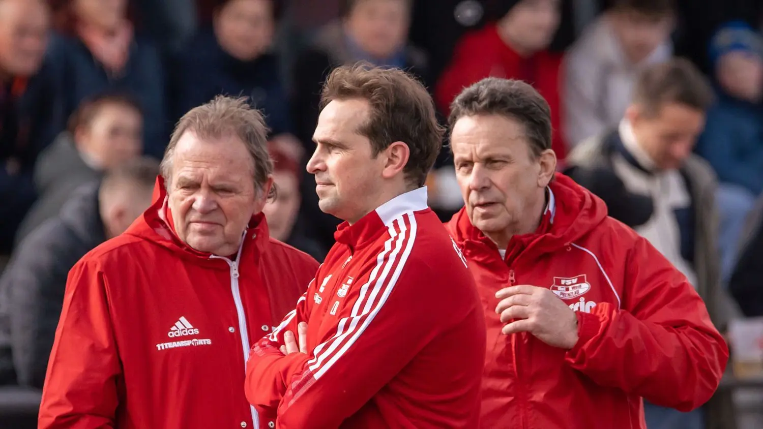 Trainer-Trio von Rot-Weiß Prenzlau: Co-Trainer Wernfried Rauch, Trainer und Sohn Christian Rauch sowie Co-Trainer Jörg Scharein.