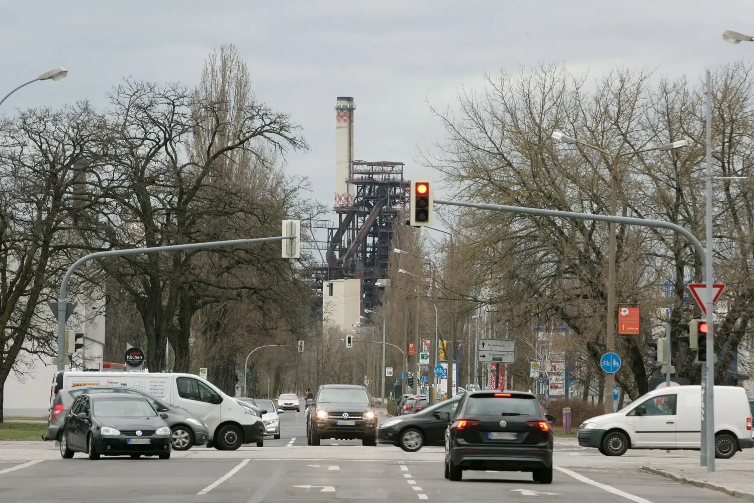 Blick auf den Hochofen 5A in Eisenhüttenstadt