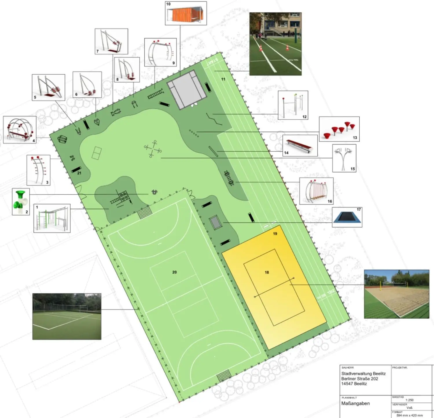 Die Skizze des künftigen Sportplatzes in Fichtenwalde.