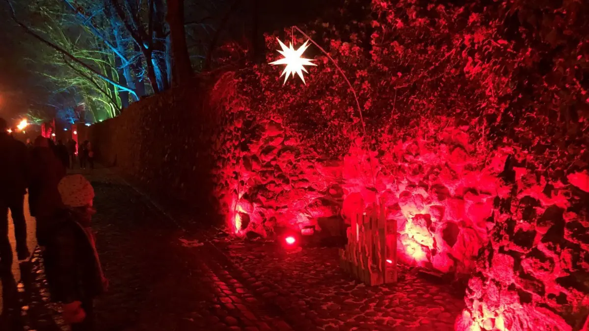 Die Stadtmauer wird beim Bernauer Lichterglanz Abend für Abend in buntes Licht gehüllt.
Die Stadtmauer in Bernau wird Abend für Abend in buntes Licht gehüllt.