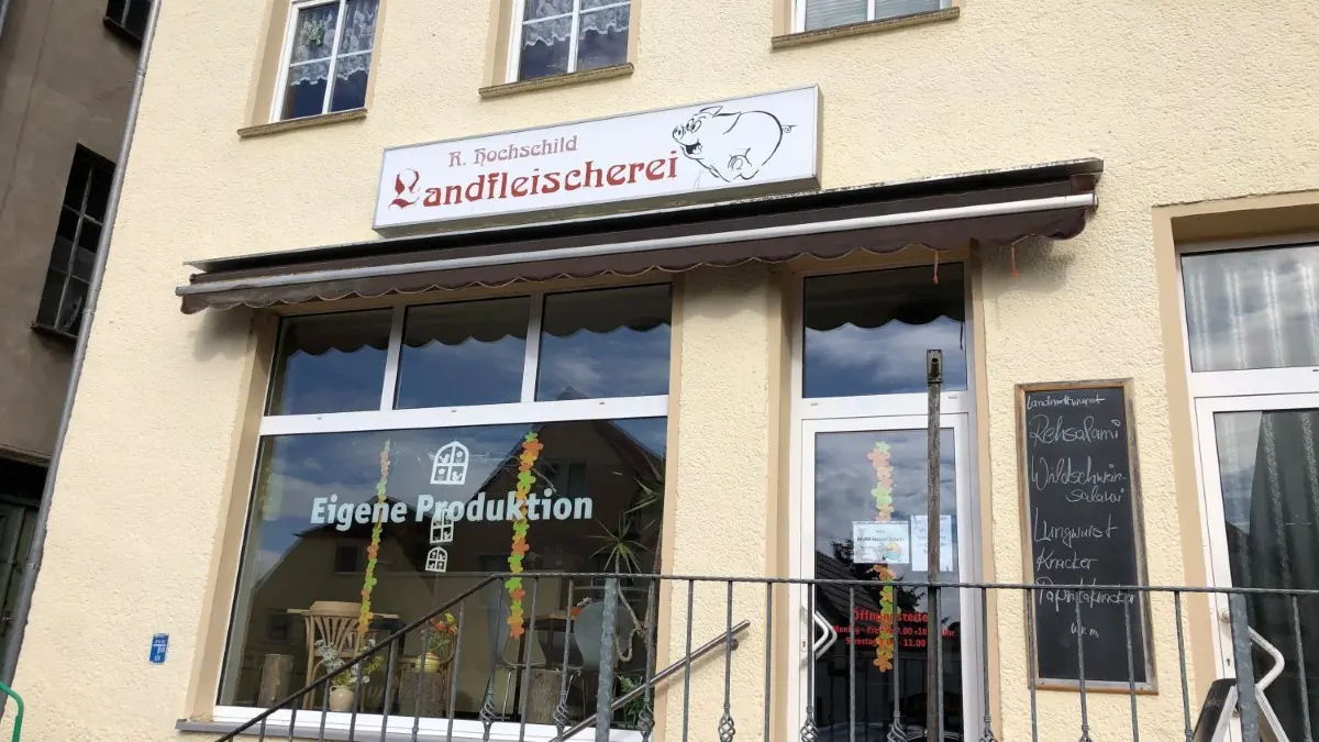 Der Laden der Fleischerei Hochschild in Oderberg.
Der Laden der Fleischerei Hochschild in Oderberg.