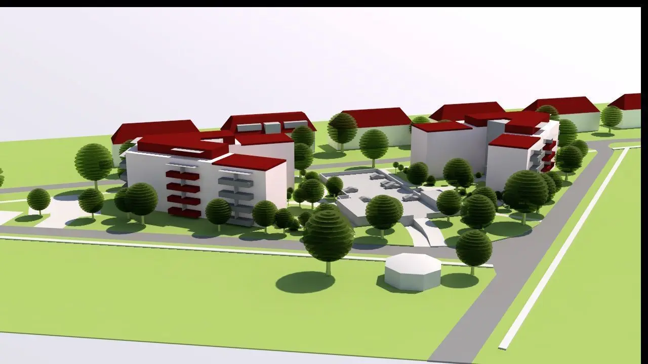 So könnte die Bebauung auf dem dreieckigen Grundstück zwischen Dr.-Kurt-Schumacher-Straße und Friedhofseingang aussehen. Die Planung wird jedoch erst mit einem vorliegenden Bebauungsplan konkret.