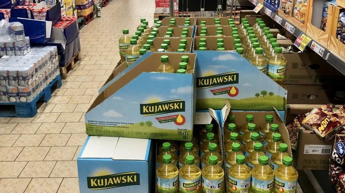 Rapsöl aus polnischer Produktion: Diese Flaschen stammen aus der Region Kujawien in Zenralpolen, zu der Städte wie Bydgoszcz oder Włocławek sowie deren Umland gehören.