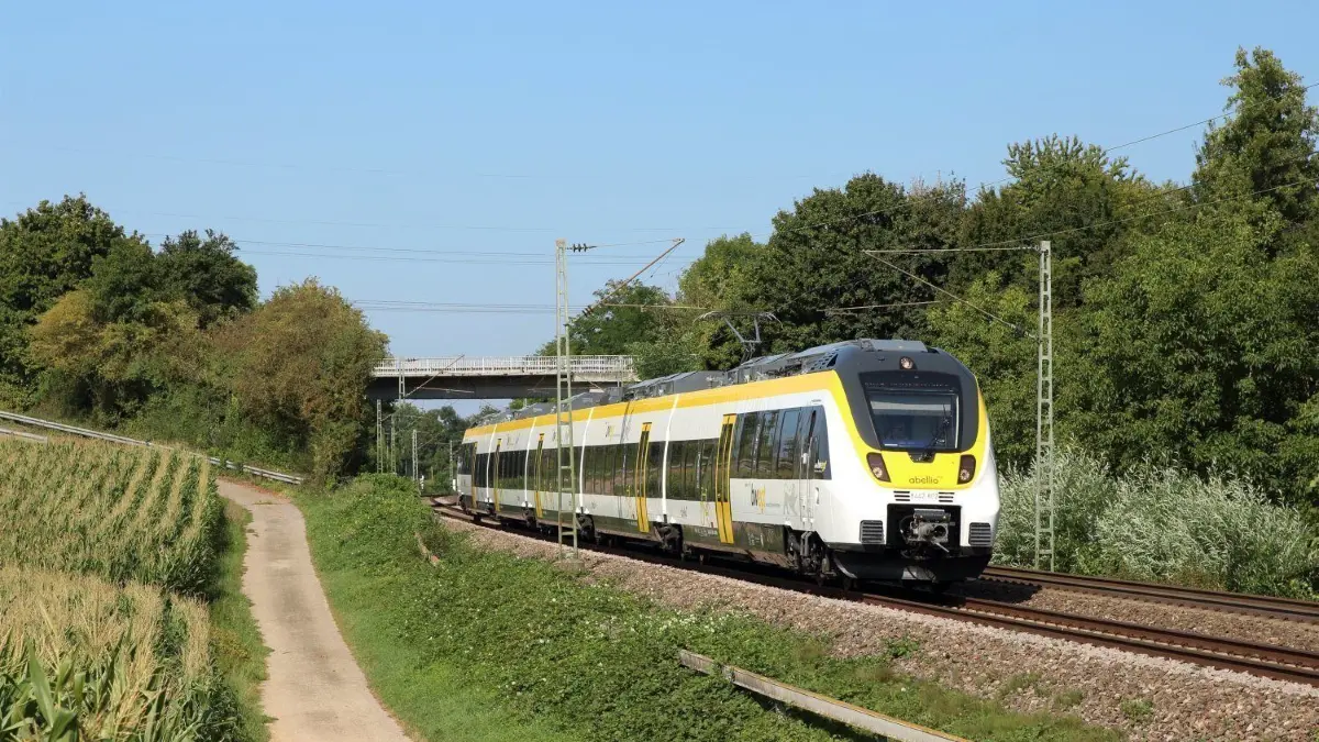 Die neuen Talent 2-Züge werden auf der Neckartalbahn zunächst selten zu sehen sein.
Ein Zug vom Typ Talent 2 des Herstellers Bombardier von Abellio