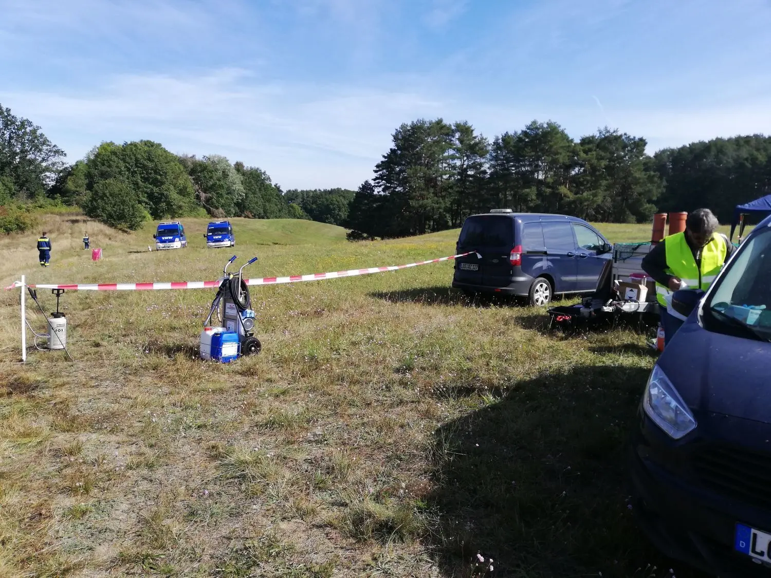 Suchaktion: Das THW Fürstenwalde war am Sonnabend im Schweinepest-Kerngebiet Neuzelle dabei.