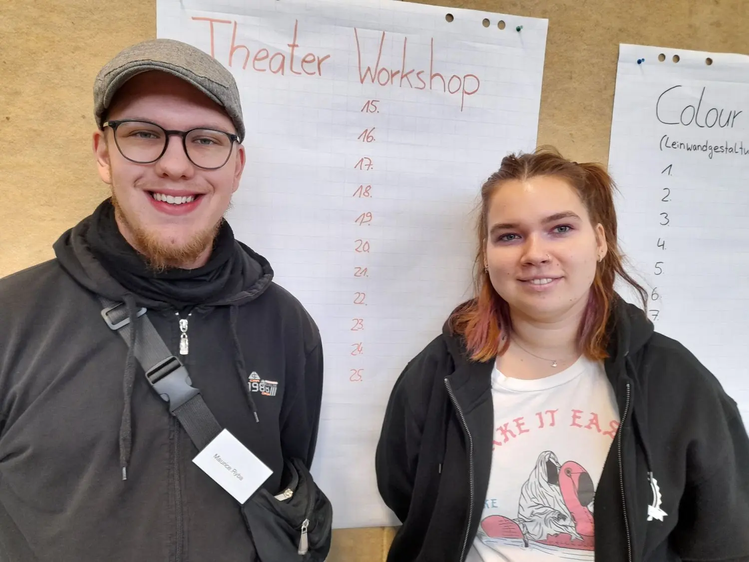 Maurice Ryba und Larissa Trippel leiteten den Theaterworkshop des Jugendforums in Fehrbellin.