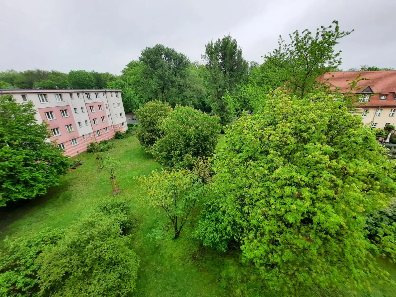 Die grünen Innenhöfe im Wohnviertel am Plänterwald in Berlin-Treptow sollen mit kommunalen Wohnungen bebaut werden.