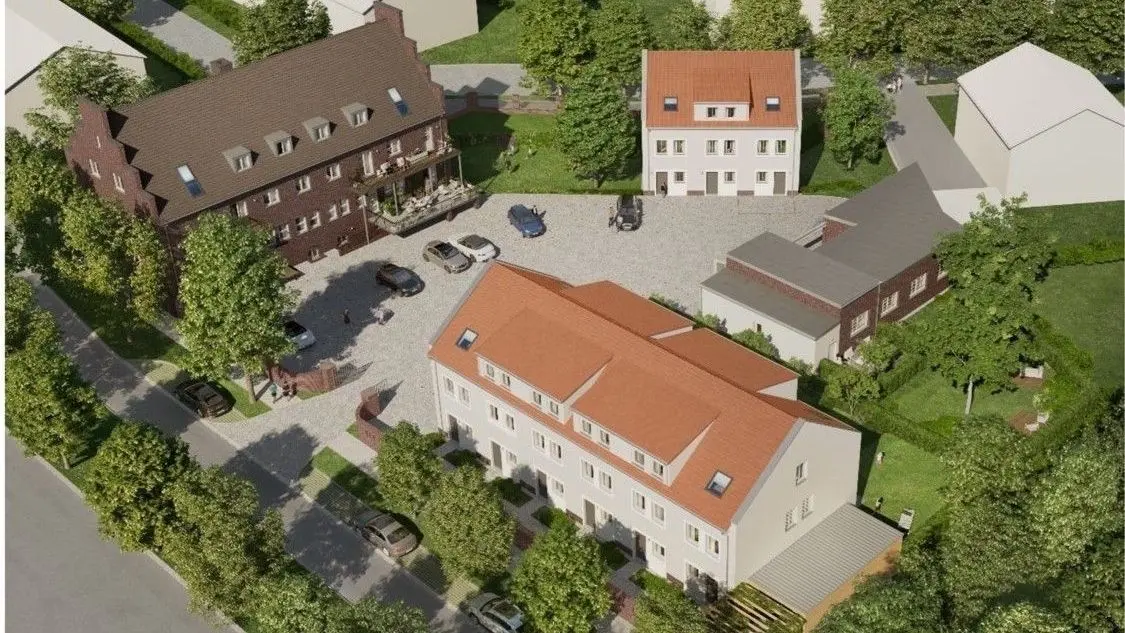 So stellen sich die Planer das Gesamtareal nach Fertigstellung vor: In 20 Wohnungen sollen sich die Menschen in grüner Umgebung wohlfühlen.