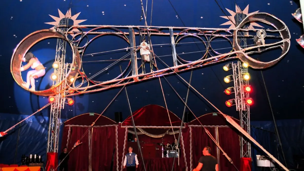 Nervenkitzel pur: Der „Circus Karl Altoff Köllner“ ist am Wochenende in Müllrose zu erleben. Zu den Höhepunkten im Programm gehören die Vorführungen auf dem Todesrad.