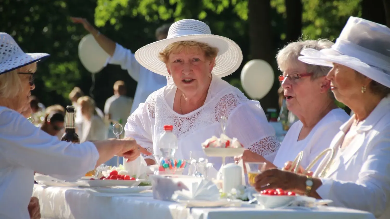 Picknick in Weiß im Schlosspark Oranienburg am 7. Juli 2021