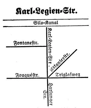 Der Vorläufer der Karl-Marx-Straße laut Skizze des Adress-Buches von 1928-29.