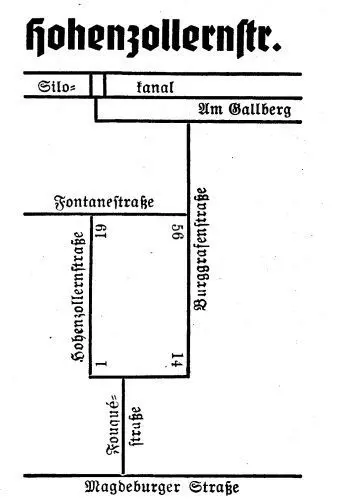 Auch ein Vorläufer der Karl-Marx-Straße war laut Skizze aus dem Adreß-Buch von 1938-39 die „Hohenzollernstraße“.
