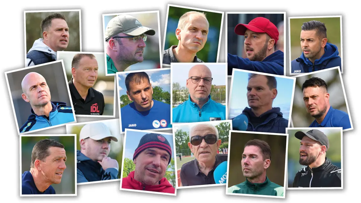 Collage mit den 17 Brandenburgliga-Trainern der Saison 2023/24