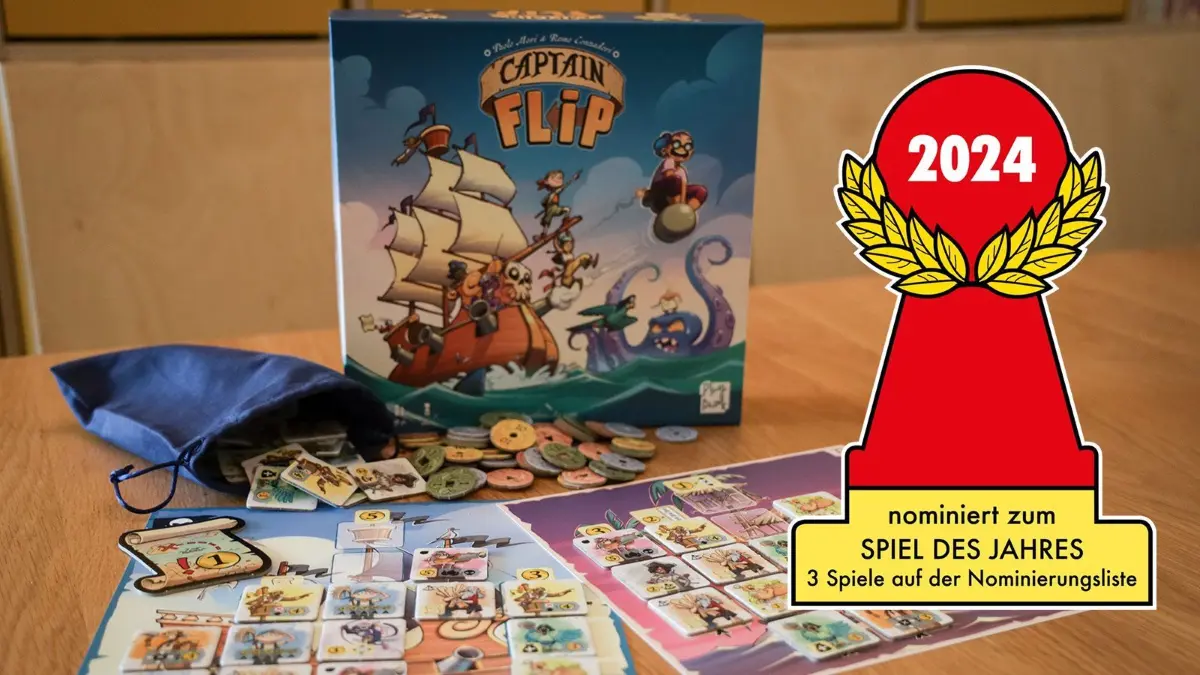 Nominiert zum Spiel des Jahres - das Familienspiel Captain Flip von Paolo Mori und Remo Conzadori