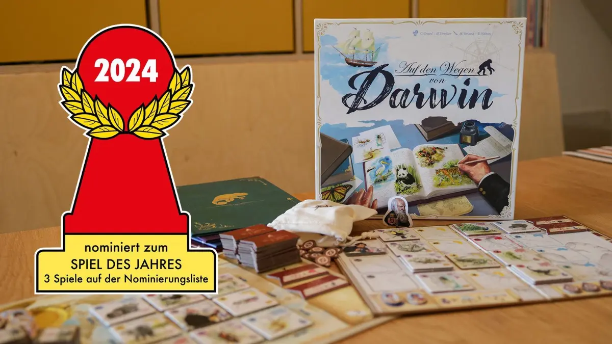 "Auf den Wegen von Darwin" ist nominiert zum Spiel des Jahres 2024. Ein Spiel für Entdeckerinnen und Entdecker mit hohem Aufforderungscharakter.