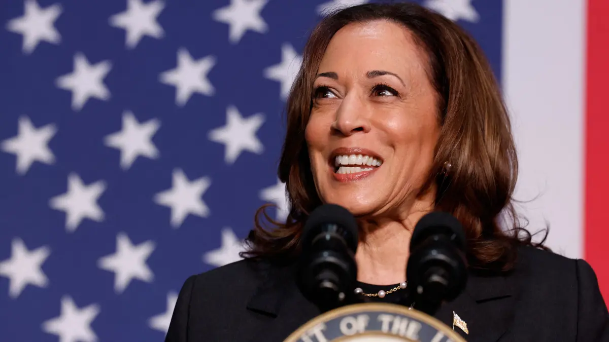 (FILES) Vice President Kamala Harris speaks during a political event at the Air Zoo Aerospace & Science Experience in Portage, Michigan, on July 17, 2024. Joe Biden on July 21, 2024 dropped out of the US presidential election and endorsed Vice President Kamala Harris as the Democratic Party's new nominee, in a stunning move that upends an already extraordinary 2024 race for the White House. Biden, 81, said he was acting in the "best interest of my party and the country" by bowing to weeks of pressure after a disastrous June debate against Donald Trump stoked worries about his age and mental fitness. (Photo by JEFF KOWALSKY / AFP)