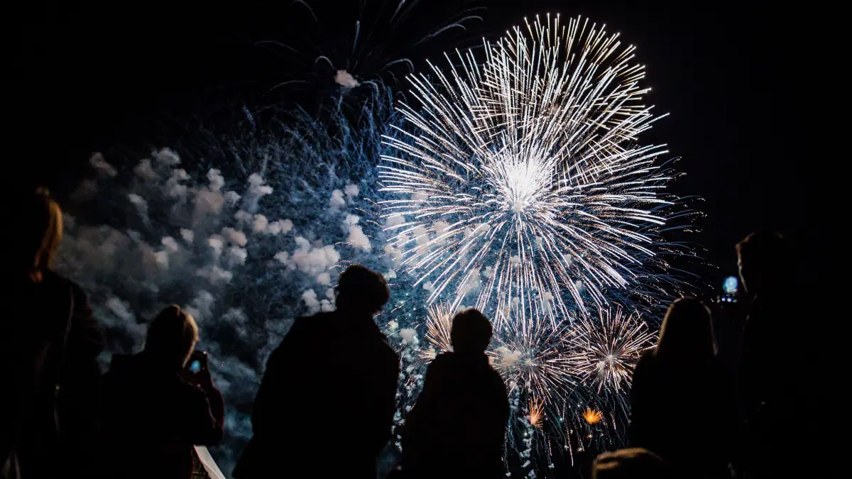 Besucher des Feuerwerkfestes "Flammende Sterne" sehen sich am 19.08.2017 im Scharnhauser Park in Ostfildern bei Stuttgart (Baden-Württemberg) das Musikfeuerwerk der deutschen Firma "Innovative Pyrotechnik (IP)" aus Stuttgart an. Foto: Christoph Schmidt/dpa ++ +++ dpa-Bildfunk +++