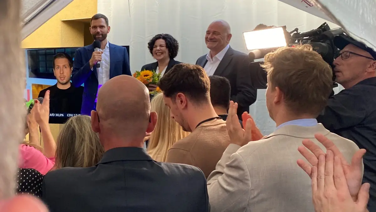 Wahlparty des BSW zur Landtagswahl in Brandenburg