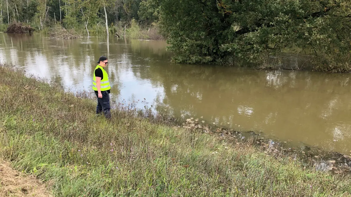 Hochwasser Oder, 24.9.2024., Deich zwischen Neuzelle und Eisenhüttenstadt