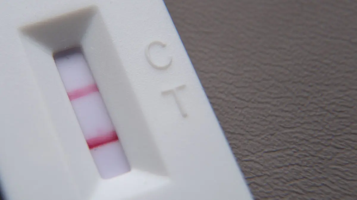 Corona-Test: ARCHIV - 17.01.2022, Hessen, Frankfurt/Main: SYMBOLBILD - Ein positiver Corona-Schnelltest liegt auf einem Tisch. (zu dpa: «Kein Anstieg der Corona-Variante XEC - Risiko eher gering») Foto: Sebastian Gollnow/dpa +++ dpa-Bildfunk +++