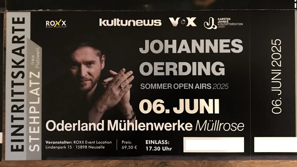 Müllrose. Konzert Johannes Oerding am 6. Juni 2025 auf dem Hof der Oderland-Mühlenwerke. Fanticket. 30.10.2024 Foto: Frank Groneberg