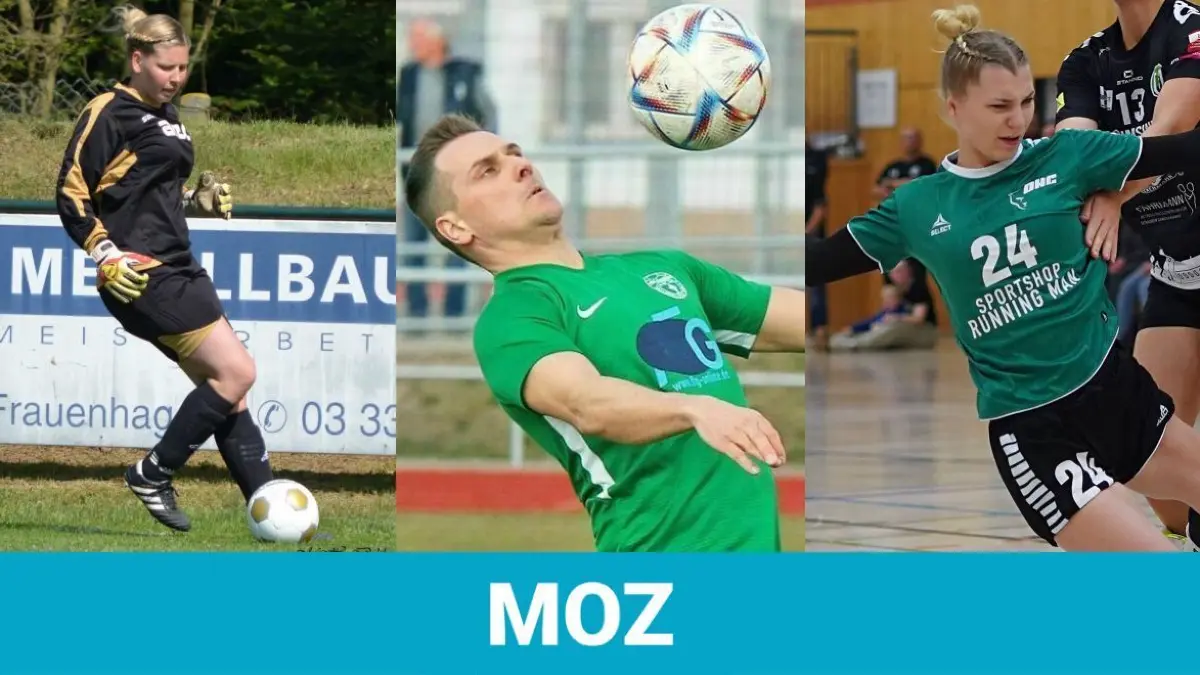 Ehrenamtlerin Vicky Seethaler, Fußballer Ron Haß und Handballerin Jasmin Buckow (von links) sind die neuen Kandidaten bei der Wahl zur MOZ-Sportlerin/MOZ-Sportler der Woche.