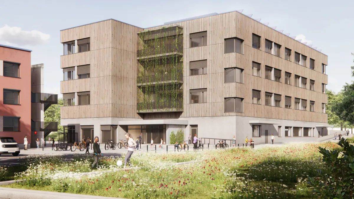 So soll er aussehen - der Erweiterungsbau für die Grundschule Glienicke. In jeder Etage kann ein kompletter Jahrgang unterrichtet werden. Jetzt gibt es einen Zeitplan für das Mega-Projekt, aber auch Streit über die Kosten.