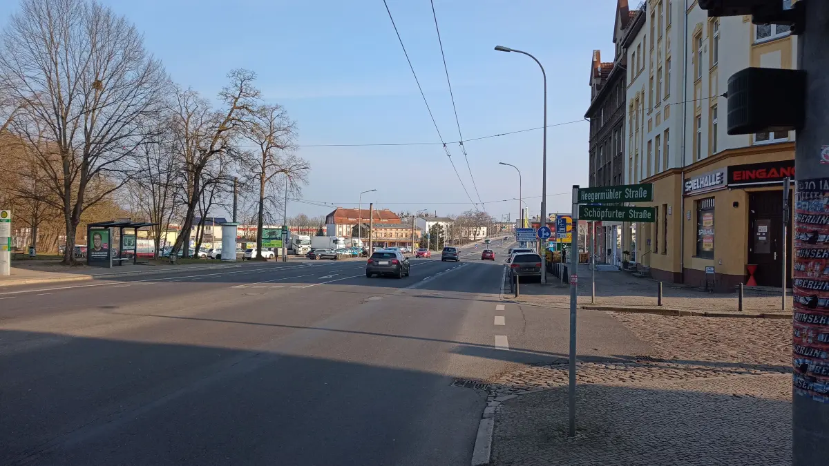 Die bisherige B167 in Eberswalde. Wenig Verkehr ist eher eine untypische Situation an dieser Hauptverkehrsader von Eberswalde.