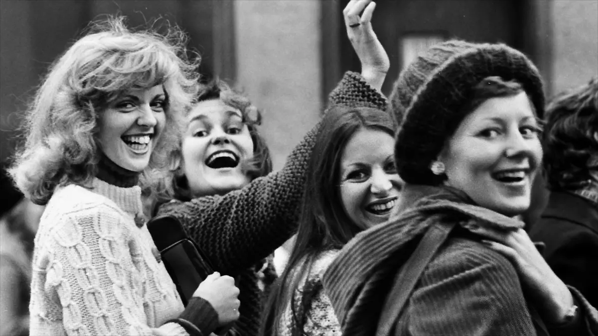 Isländische Frauen am Tag des Frauenstreiks im Jahr 1975