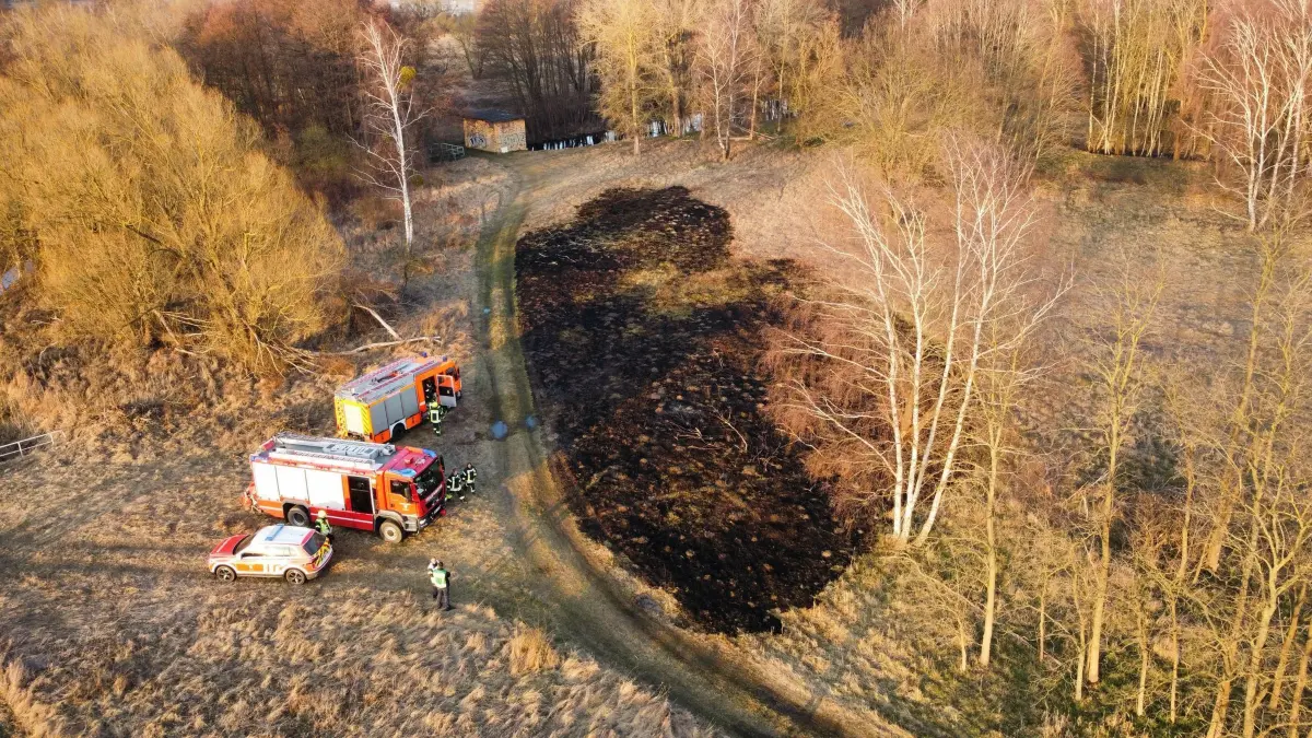 In Kränzlin bei Neuruppin brannte eine Fläche von 2000 Quadratmetern ab.