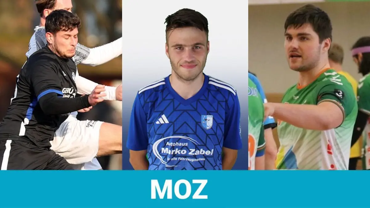 Die Fußballer Justin Luca Weber und Lucas Tavernier sowie Handballer Aaron Krai (von links) sind die neuen Kandidaten für die Wahl zum MOZ-Sportler der Woche.
