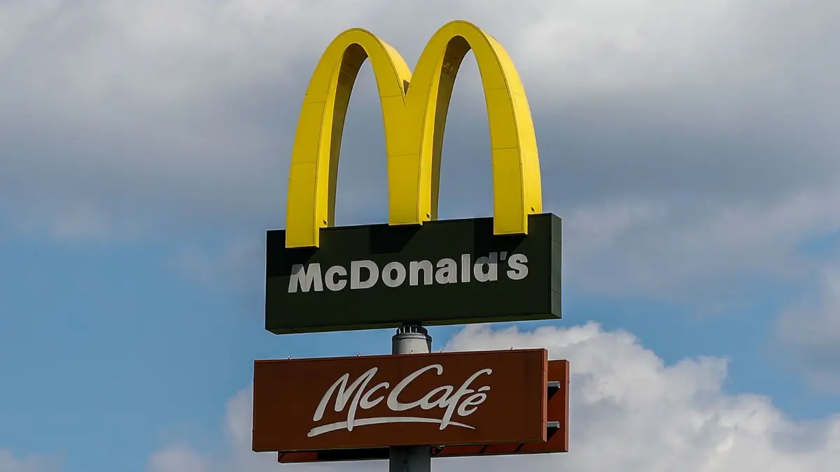 ARCHIV - 05.09.2017, Thüringen, Hermsdorf: Das Logo der Fastfoodkette «McDonald's» mit einem «McCafe». (zu dpa «McDonald's - 3. Quartal» vom 23.10.2018) Foto: Jan Woitas/dpa-Zentralbild/dpa +++ dpa-Bildfunk +++
