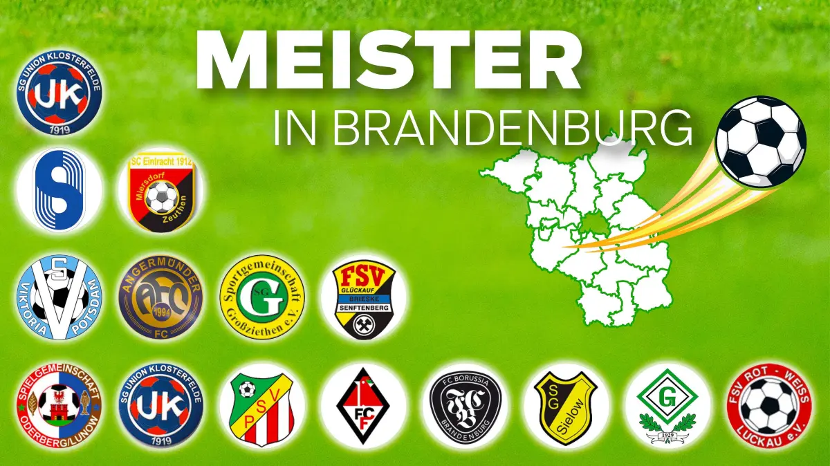 Die Meistertafel der Saison 2024/25 im Fußball-Landesverband Brandenburg: Aus der Spielserie kommt der Verband mit einem Kuriosum - Union Klosterfelde gelingt mit der ersten und zweiten Mannschaft der Aufstieg.