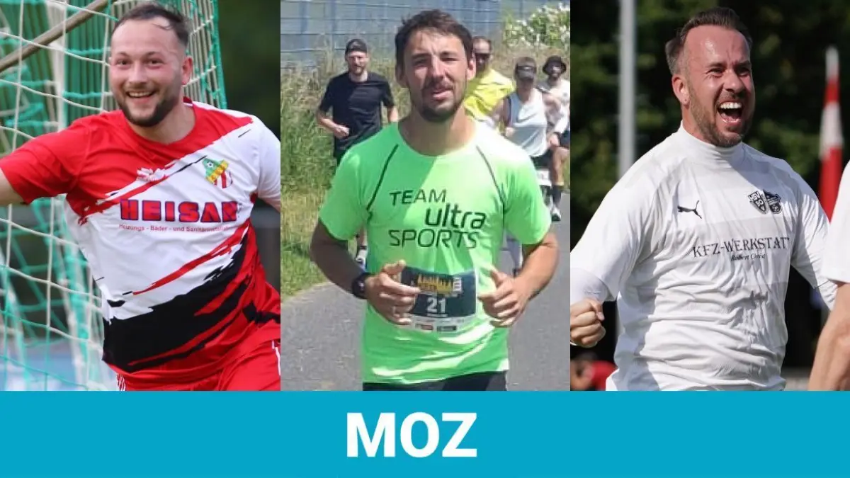 Das sind die neuen Kandidaten für die Wahl zum MOZ-Sportler der Woche: Fußballer Noah Hahlweg (von links) vom Pankower SV, Leichtathlet Alexander Gericke-Lindemann aus Beeskow und Fußballer Thomas Schlag von der SpG Hennickendorf/Rehfelde.