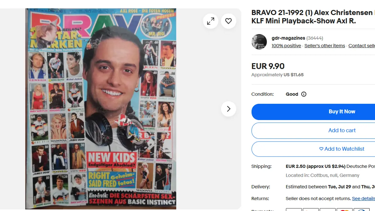 Alex Christensen auf einem Bravo-Cover von 1992