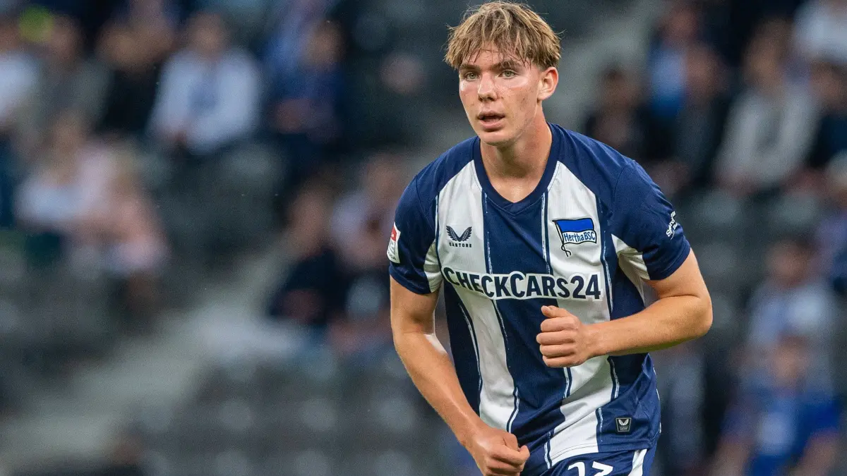 2. BL Hertha BSC - Elversberg 2025/26: Fussball, Herren, Saison 2025/2026, 2. Bundesliga (4. Spieltag), Hertha BSC - SV Elversberg, Kennet Eichhorn (Hertha BSC), 29.08. 2025, Foto: Sebastian Räppold / Matthias Koch