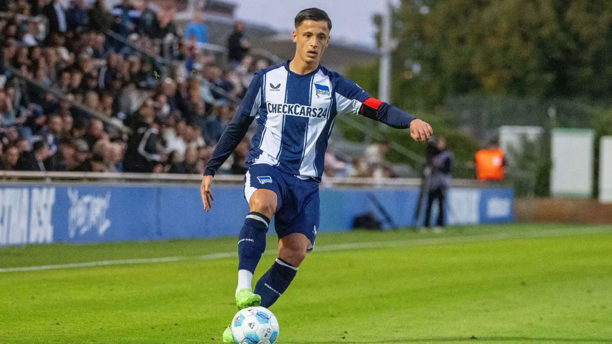 RLNO Hertha BSC II - BFC Dynamo 2025/26: Fußball, Herren, Saison 2025/2026, Regionalliga Nordost (7. Spieltag), Hertha BSC II - BFC Dynamo (2:2), Dion Ajvazi (Hertha BSC II), 12.09. 2025, Foto: Matthias Koch