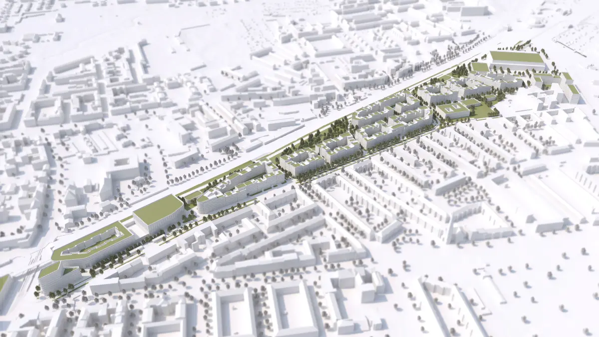 Das neue Immobilien-Projekt Pankower Tor in Berlin. Möbelhaus-Mäzen Kurt Krieger will das Areal im Niemandsland zwischen Bahntrasse und Granitzstraße neu gestalten.