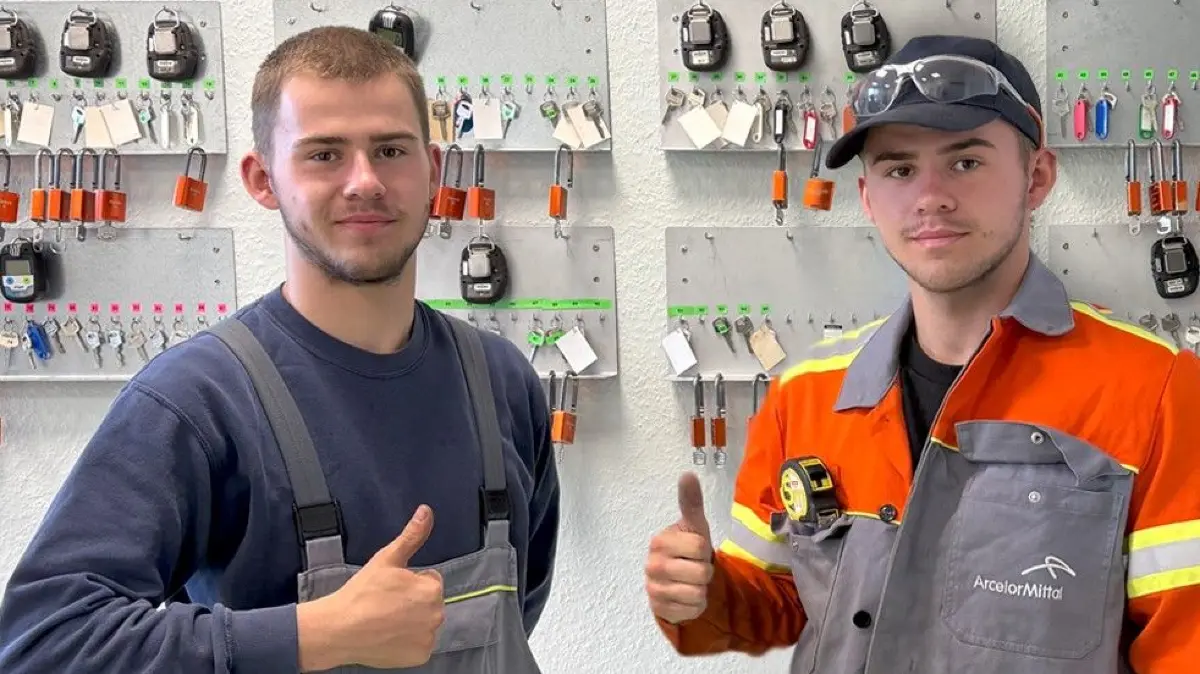 Jonas und Jakob Urbanczyk , Azubis bei ArcelorMittal Eisenhüttenstadt