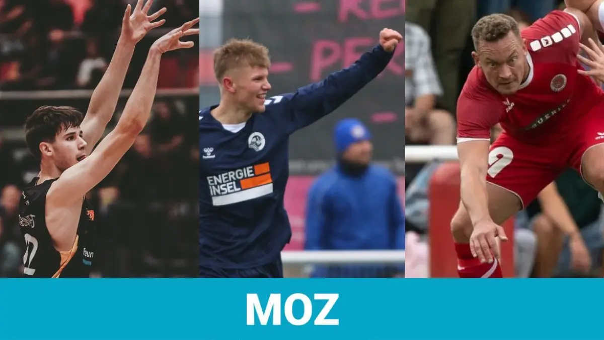 Wer wird MOZ-Sportler der Woche? Zur Auswahl stehen Basketballer Nevio Bennefeld von Lok Bernau, Fußballer Eric Liepe vom 1. SV Oberkrämer und Fußballer Ronny Brendel von Phönix Wildau (von links).