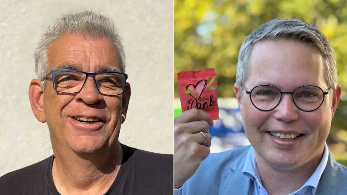 Uwe Klein (links) und Arno Steguweit haben es in die Stichwahl für das Amt des Bürgermeister in Glienicke geschafft.