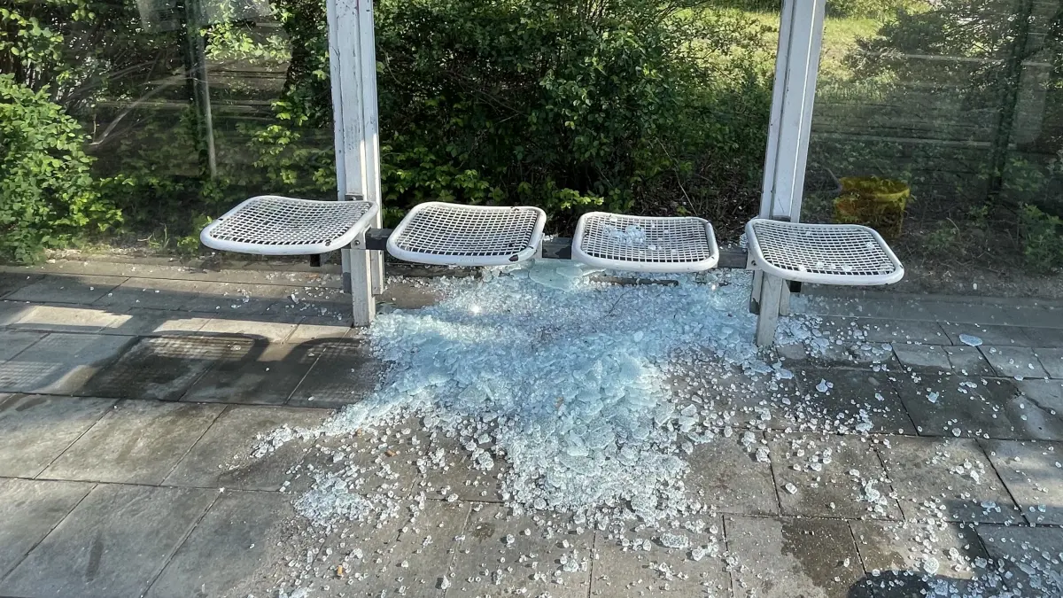 Eingeschlagene Scheiben, wie hier an einem Buswartehäuschen in der Straße der Republik, sind eine Facette des Vandalismus in Eisenhüttenstadt. Wie hoch sind die Schäden und kann eine Videoüberwachung Taten verhindern?