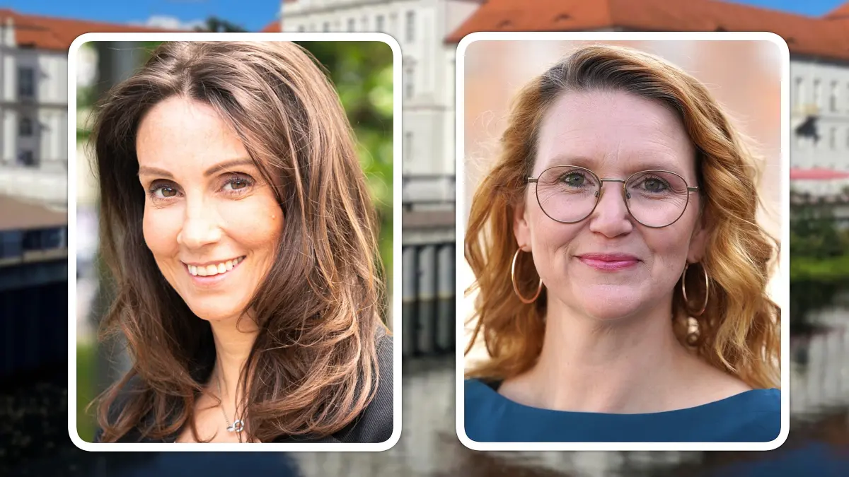 Bürgermeisterwahl Oranienburg Stichwahl am 19. Oktober 2025 zwischen (von links): Anja Waschkau (AfD, Foto: Daniel Friese) und Jennifer Collin-Feeder (SPD, Foto: Martin Werder)